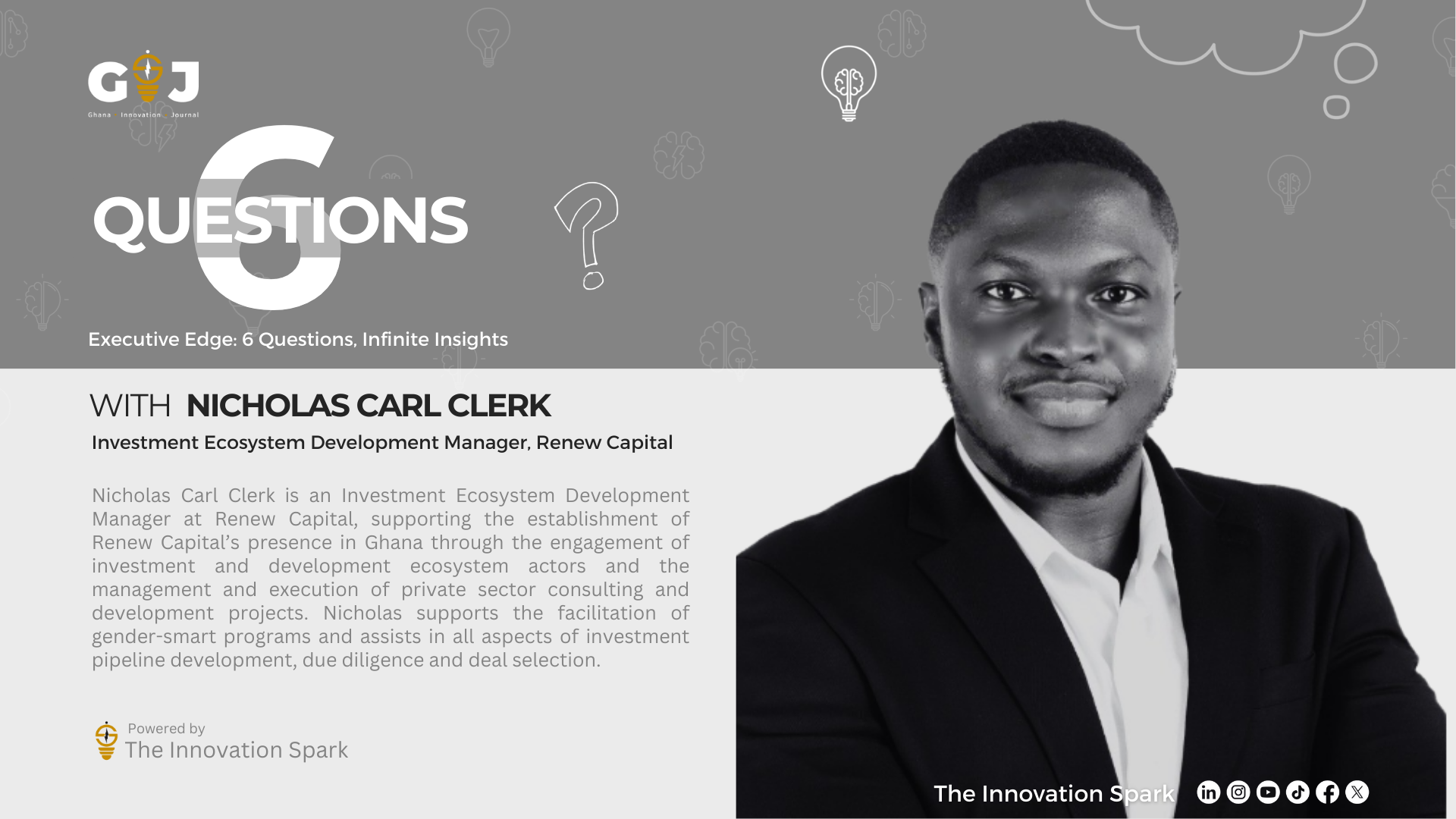 6 Questions with Nicholas Carl Clerk (Investment Ecosystem Development Manager, Renew Capital)