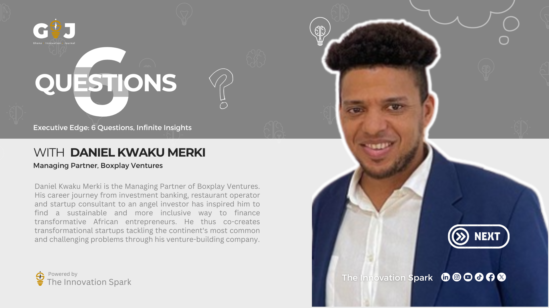 6 Questions with Daniel Kwaku Merki (Boxplay Ventures, Managing Partner)