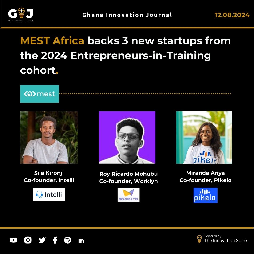 MEST Africa backs 3 new startups from the 2024 Entrepreneurs-in-Training cohort.