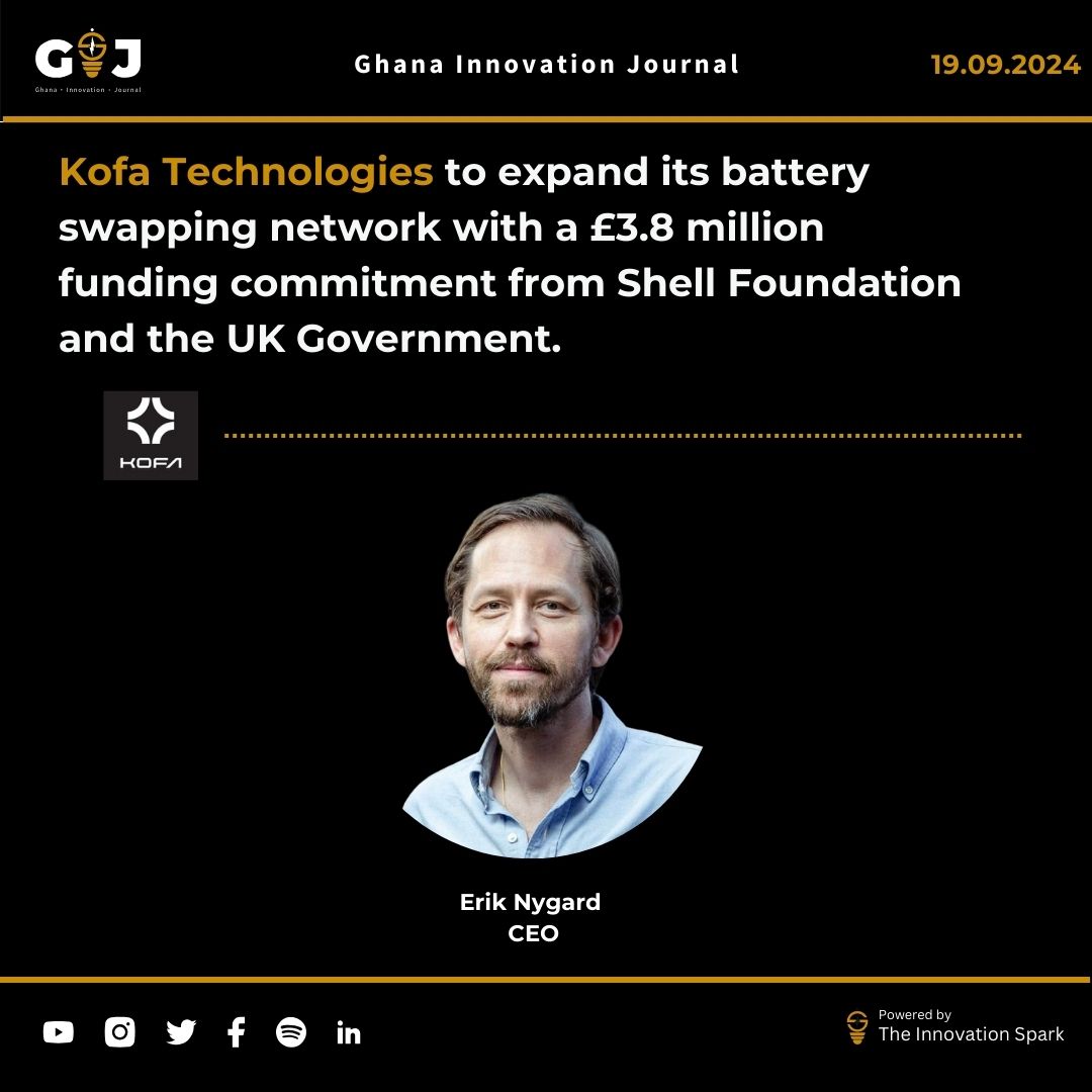 Kofa Technologies to expand its battery swapping network with a £3.8 million funding commitment from Shell Foundation and the UK Government.