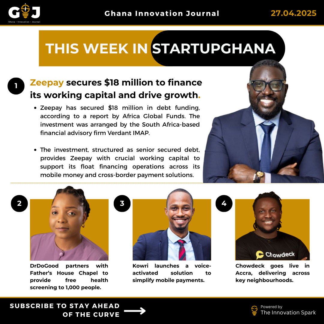 This Week in StartupGhana #37: Zeepay gets $18 million | Ghana EdTech startups get a boost | Chowdeck Ghana goes live 