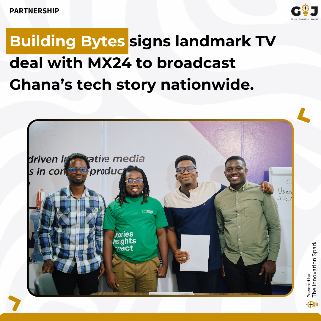 Building Bytes signs landmark TV deal with MX24 to broadcast Ghana’s tech story nationwide.