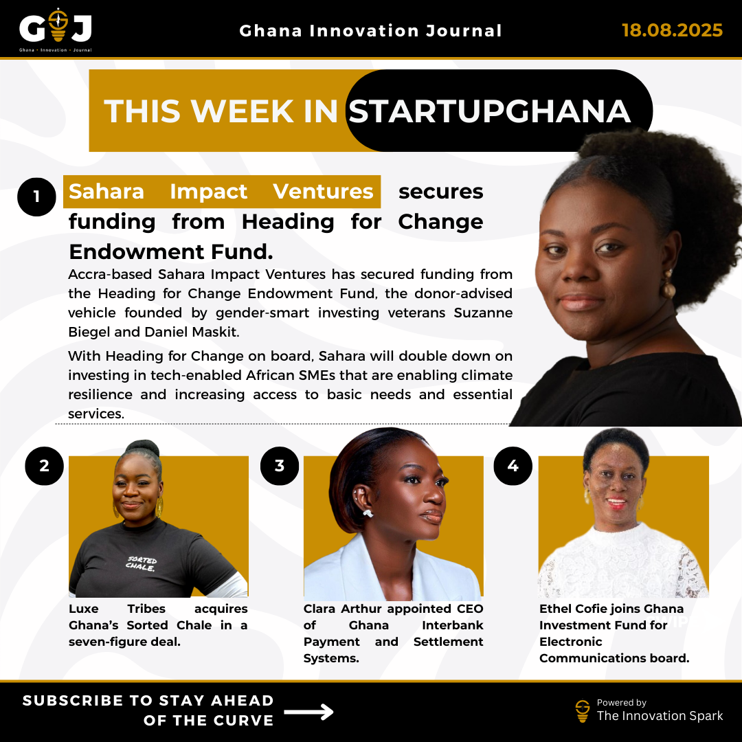This Week in StartupGhana #48: Sahara Impact Ventures get new LP | Luxe Tribes acquires Sorted Chale |  IFC and Sony Innovation Fund backs Filmmakers Mart