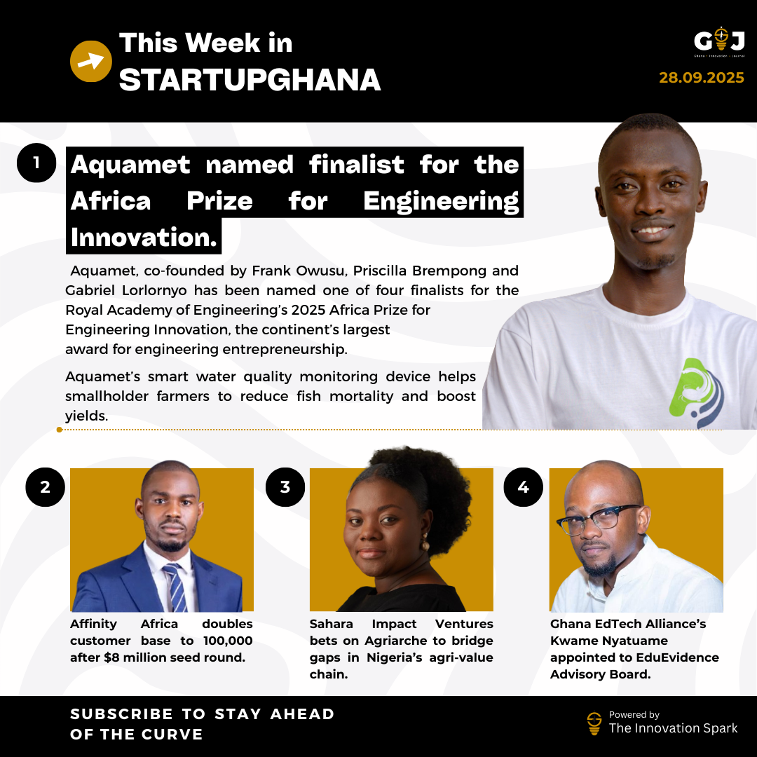 This Week in StartupGhana #52: Aquamet selected for the Africa Prize for Engineering Innovation | Affinity Africa hit 100k customers | $183K price tag for a digital credit license.